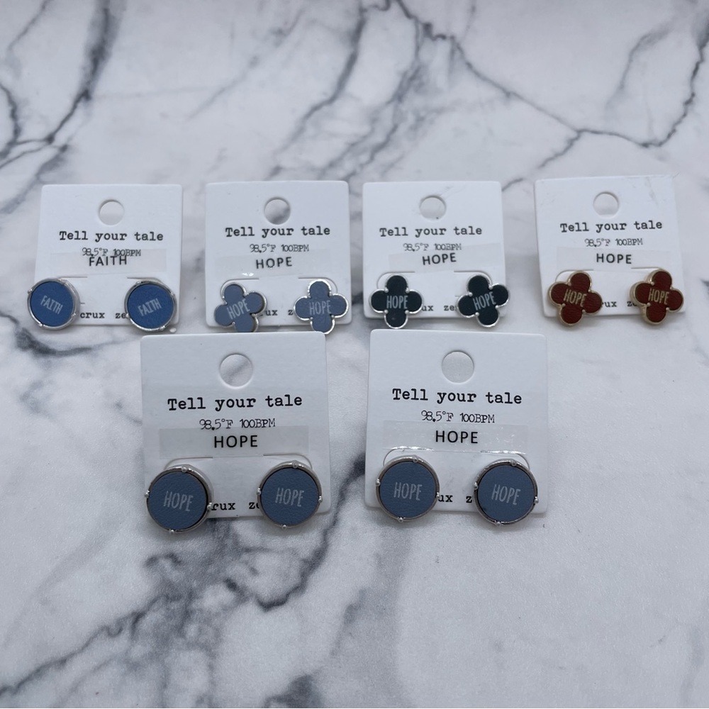 6 Pairs New “Tell Your Tale” Post Back Earrings Some Repeats